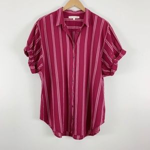 Xirena Channing Raisin Striped Button Up Shirt M